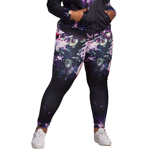 Poetic Justice Women's Plus Curvy Fit Active Floral Print Poly