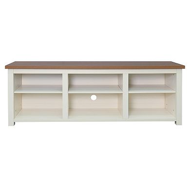 Merrick Lane Fincastle 6 Cubby 65" TV Stand for up to 80" TV's, Gray Wash Oak Finish