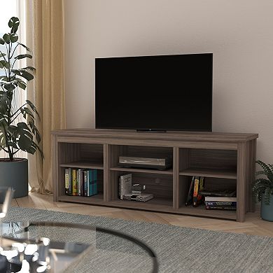 Merrick Lane Fincastle 6 Cubby 65" TV Stand for up to 80" TV's, Espresso Finish