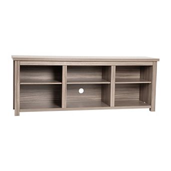 Merrick Lane Fincastle 6 Cubby 65" TV Stand for up to 80" TV's, Gray Wash Oak Finish