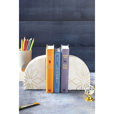 Enchant White Marble Bookends, Set of 2