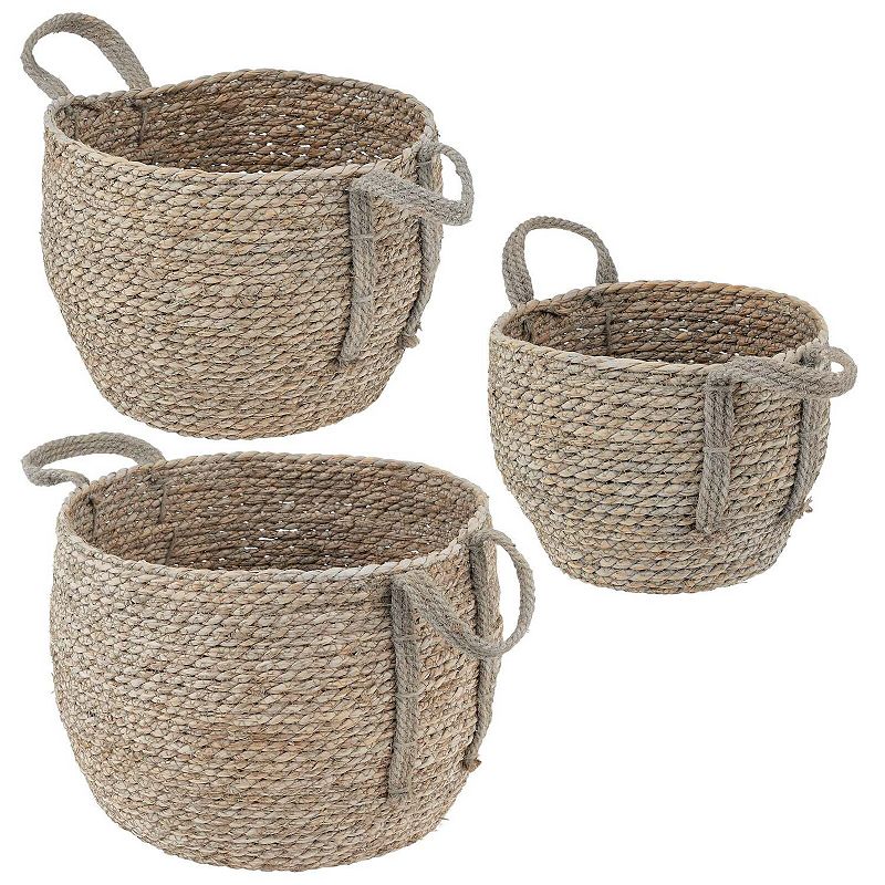 mDesign Seagrass Woven Cube Bin Basket Organizer, Handles, 6 Pack -  Natural/Tan