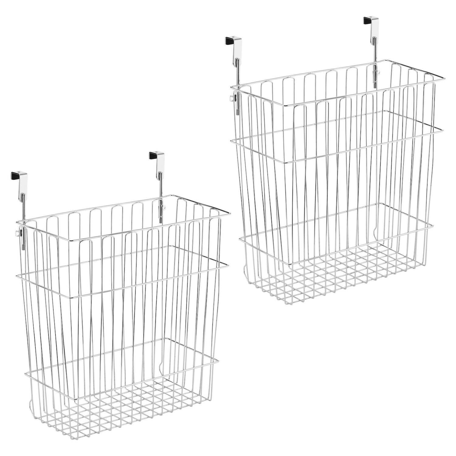 MDesign Wire Over Cabinet Door Kitchen Storage Basket Trash Can 2 Pack   6137035 Chrome