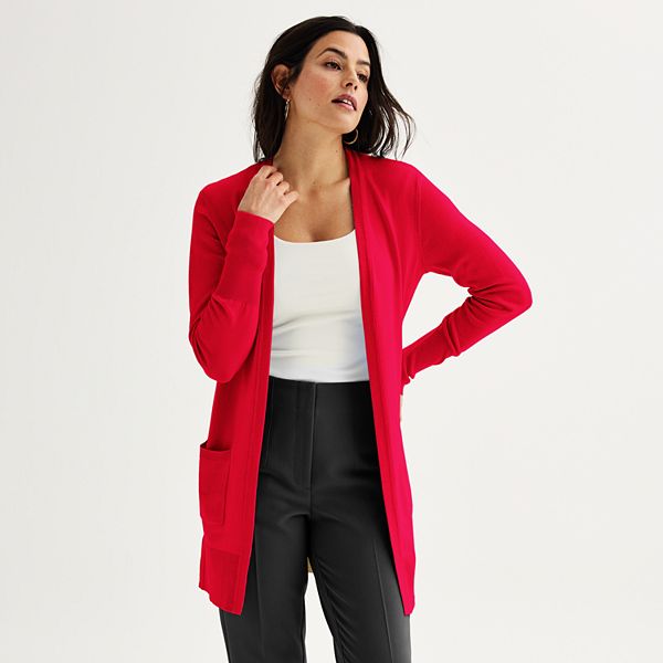 Women's Nine West Essential Cardigan - Fashion Red (X SMALL)