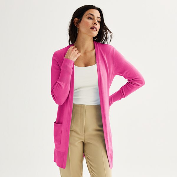 Women's Nine West Essential Cardigan - Gerbera Fuchsia (X SMALL)