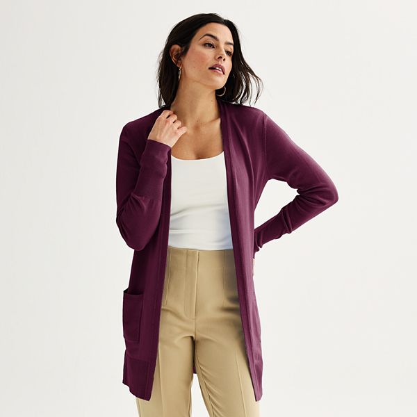 Women's Nine West Essential Cardigan - Plum (LARGE)