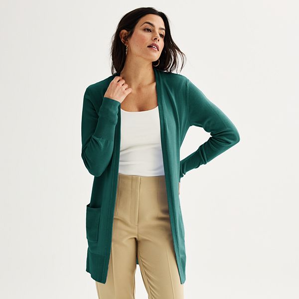 Women's Nine West Essential Cardigan - Teal (MEDIUM)