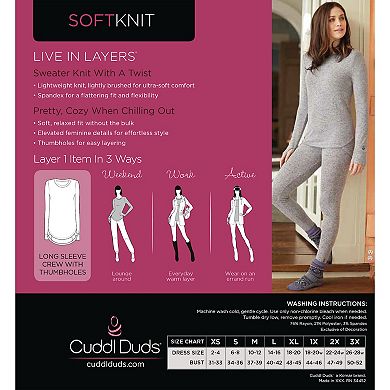 Women's Cuddl Duds® SoftKnit Long Sleeve Crew Top