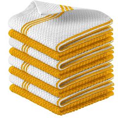 Unique Bargains Microfiber Lint Free Highly Absorbent Reusable Kitchen Towels 12 x 12 12 Packs Yellow