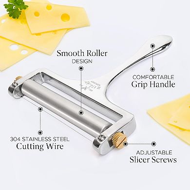 Zulay Kitchen Adjustable Hand Held Cheese Cutter with 2 Extra Wires