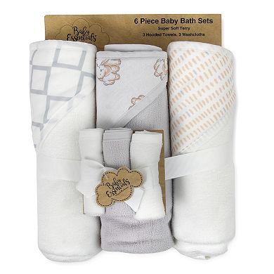 Baby Essentials 6 Piece Puppy Hooded Towels & Washcloths Set