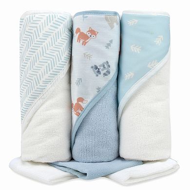Baby Essentials 6 Piece Woodland Creatures Hooded Towels & Washcloths Set