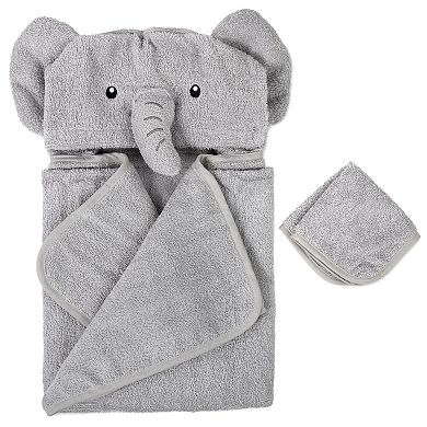 Baby Essentials Gray Elephant Hooded Towel & Washcloth Set