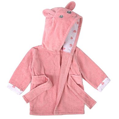 Baby Essentials Velour Pink Bunny Hooded Bathrobe