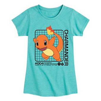 Girls 7-16 Pokémon Charmander Stats Graphic Tee