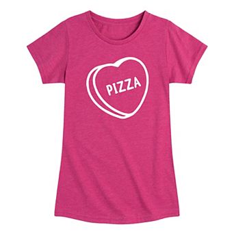 Girls 7-16 Pizza Candy Heart Valentines Graphic Tee