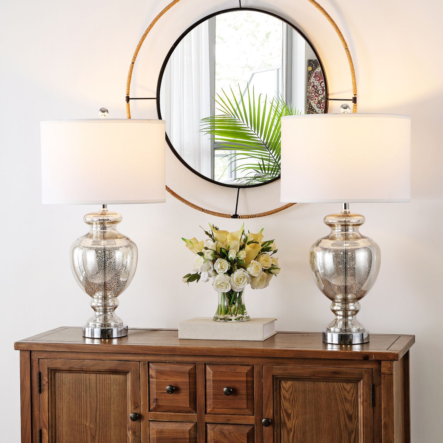 Safavieh Morocco Mercury Glass/Metal Table Lamp Set - Thumbnail 2