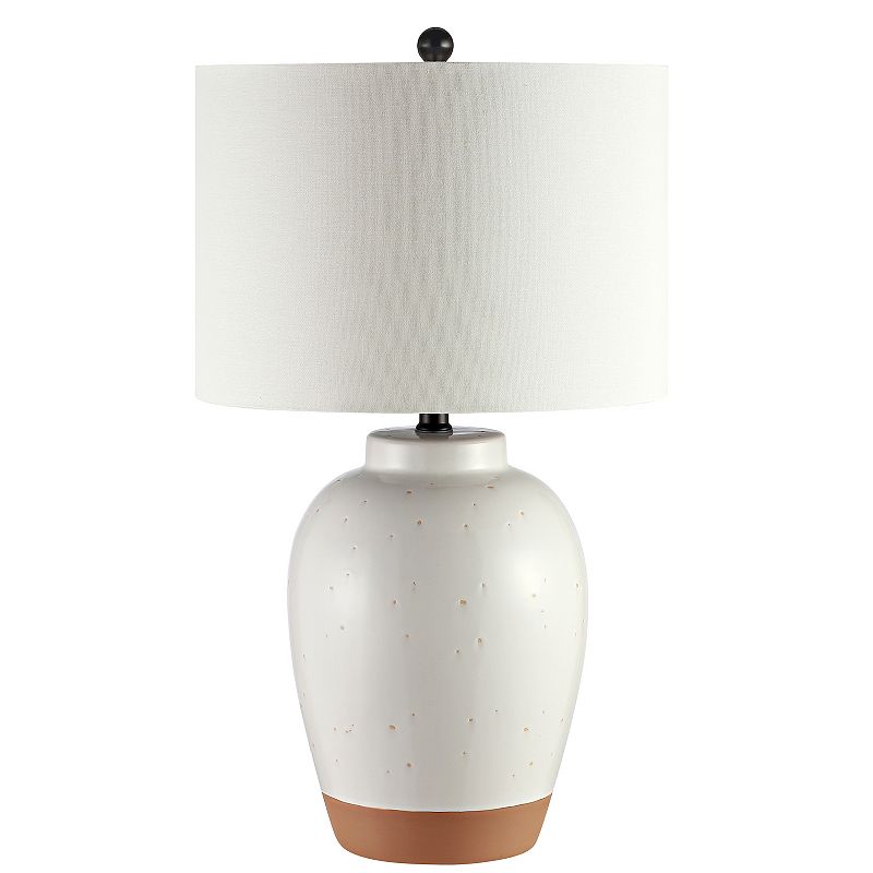 SAFAVIEH Portcia 27.5 in. H Mid-Century Table Lamp  Ivory/Clay