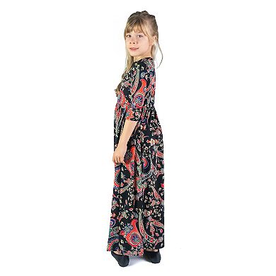 Girls 7-16 24Seven Comfort Paisley Sleeve Pleated Maxi Dress