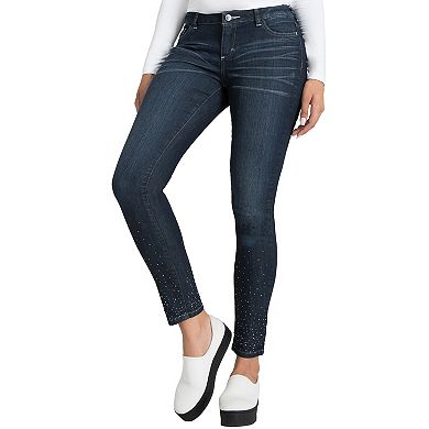 Poetic Justice Women's Curvy Fit Stretch Denim Diamond Embossed Skinny Jeans