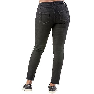 Poetic Justice Women's Curvy Fit Raw Edge Destroyed Cropped Ankle Jeans