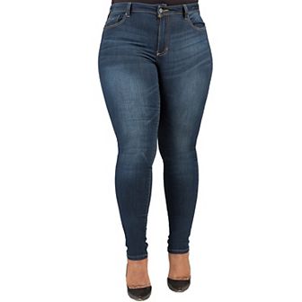 Poetic Justice Plus Size Women's Curvy Fit Medium Whiskering Blasted Skinny Jeans