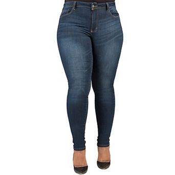 Poetic Justice Plus Size Women's Curvy Fit Medium Whiskering Blasted Skinny Jeans