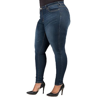 Poetic Justice Plus Size Women's Curvy Fit Medium Whiskering Blasted Skinny Jeans