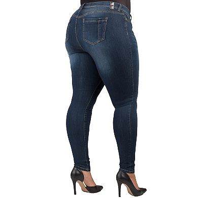 Poetic Justice Plus Size Women's Curvy Fit Medium Whiskering Blasted Skinny Jeans