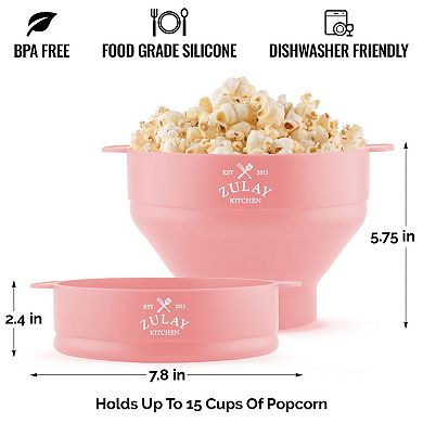 Zulay Kitchen Bpa Free Collapsible Silicone Popcorn Maker With Lid