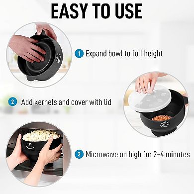 Zulay Kitchen Bpa Free Collapsible Silicone Popcorn Maker With Lid