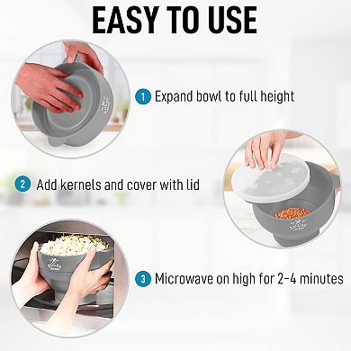 Zulay Kitchen Bpa Free Collapsible Silicone Popcorn Maker With Lid