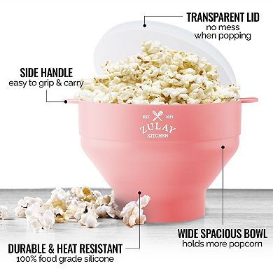 Zulay Kitchen Bpa Free Collapsible Silicone Popcorn Maker With Lid