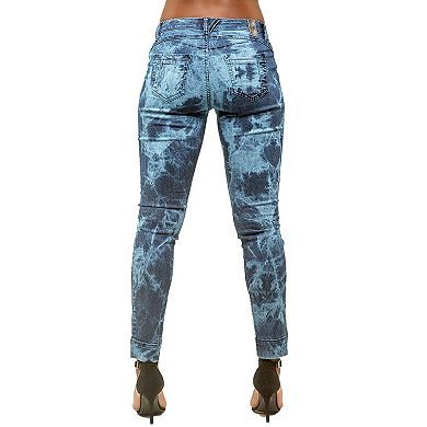 Poetic Justice Women Curvy Fit Stretch Denim Rustic Destroyed Skinny Ankle Jeans