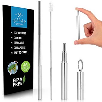 Zulay Kitchen Collapsible Straw with Case and Cleaning Tool