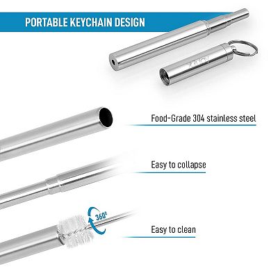 Zulay Kitchen Collapsible Straw with Case and Cleaning Tool