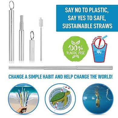 Zulay Kitchen Collapsible Straw with Case and Cleaning Tool