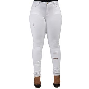 Poetic Justice Plus Size Women's Curvy Fit Denim Light Destroyed Jeans