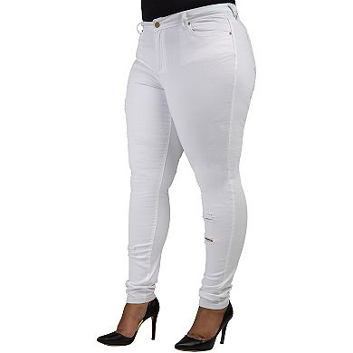Poetic Justice Plus Size Women's Curvy Fit Denim Light Destroyed Jeans