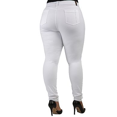 Poetic Justice Plus Size Women's Curvy Fit Denim Light Destroyed Jeans