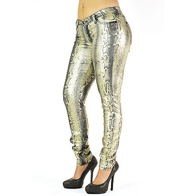 Poetic Justice Curvy Women Snakeskin Coated Denim Animal Print Skinny Jeans