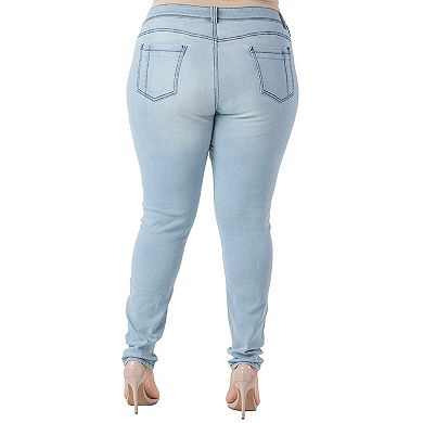 Poetic Justice Plus Size Women's Curvy Fit Denim Destroyed Skinny Jeans