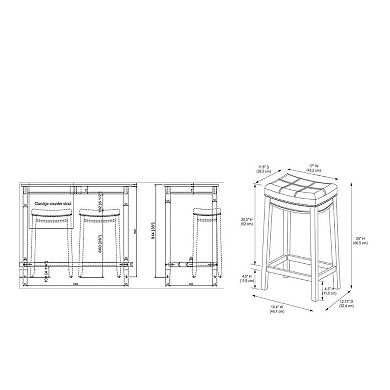 Linon Claridge Bistro Dining Table & Counter Stool 3-piece Set