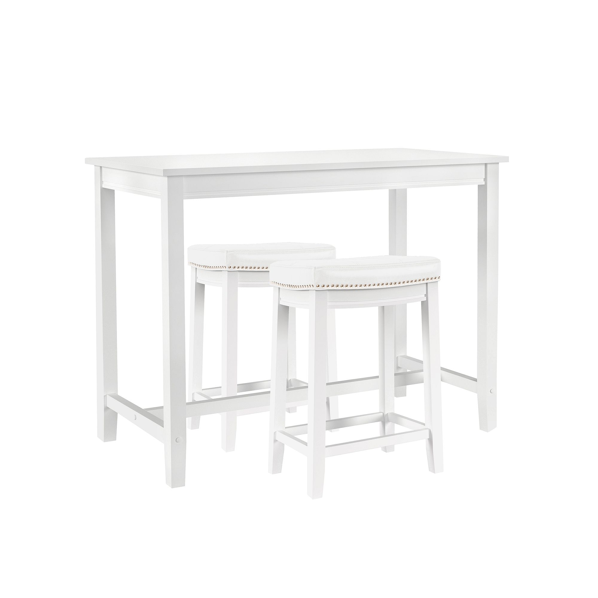 Linon Claridge Bistro Dining Table & Counter Stool 3-piece Set, White White