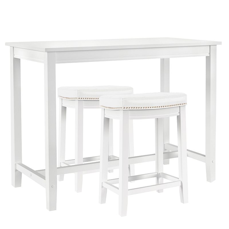 Linon Claridge Bistro Dining Table & Counter Stool 3-piece Set, White White