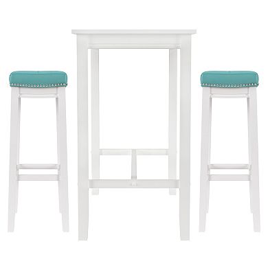 Linon Claridge Bistro Dining Table & Bar Stool 3-piece Set