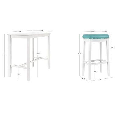 Linon Claridge Bistro Dining Table & Bar Stool 3-piece Set