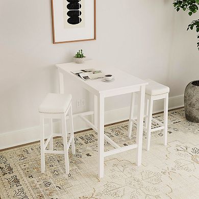 Linon Claridge Bistro Dining Table & Bar Stool 3-piece Set