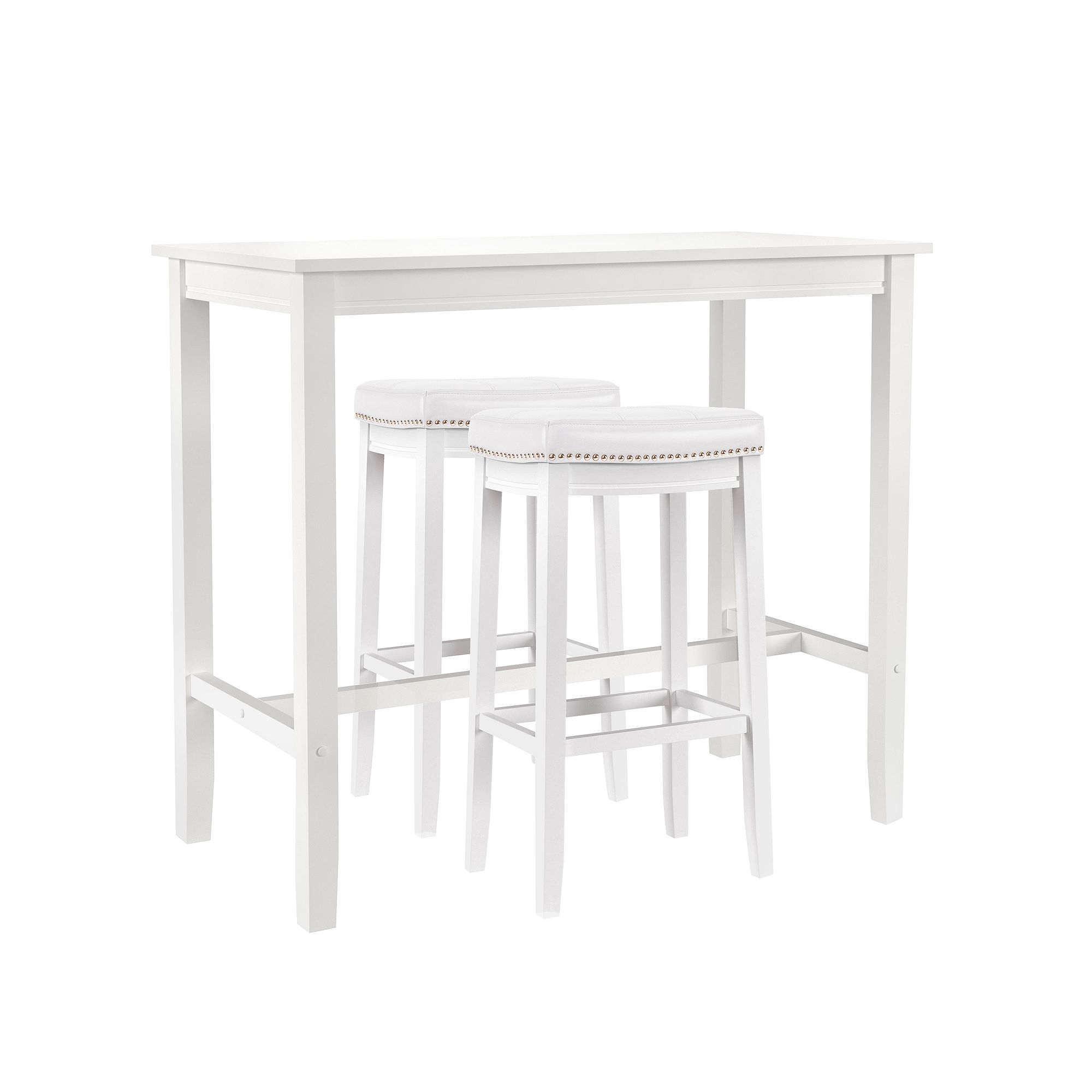 Linon Claridge Bistro Dining Table & Bar Stool 3-piece Set, White White