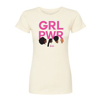 Juniors' Barbie "GRL PWR" Fitted Graphic Tee